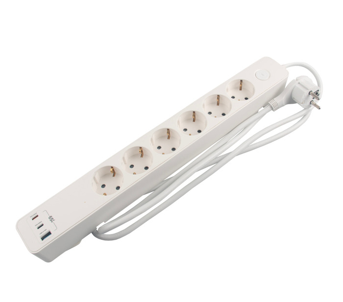 6-stikkontakt schuko m/3 x USB PD65W 1,5 m – Elworks